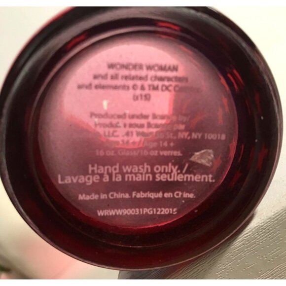 Wonder Woman 16 oz Glass Tumbler Cup Red & Blue with Stars DC Comics - Picture 6 of 6